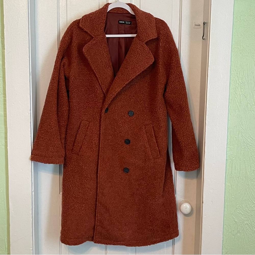 Shein Coat Rust Colored Size Small / 4  One Button Closure Length 39” EUC